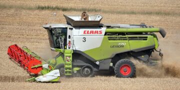 CLAAS-Mähdrescher bei der Ernte – Bezug zur Landwirtschaftskammerwahl Niederösterreich 2025