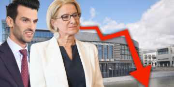 Fotomontage von Udo Landbauer und Johanna Mikl-Leitner vor dem Regierungsgebäude in St. Pölten