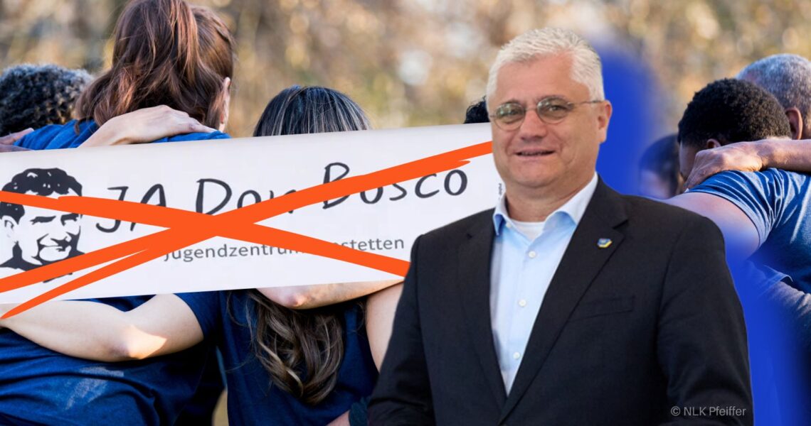 Eine Collage zeigt Landesrat Martin Antauer und Demonstrierende, die ein Plakat hochhalten.